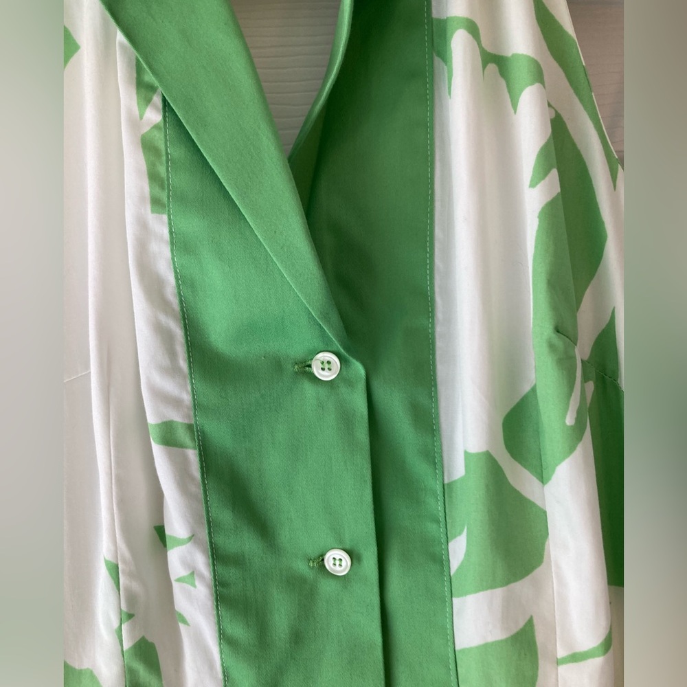 Yves Cossette Depeche Mode Vintage Green/White Collared Halter Dress 10 - Picture 9 of 11